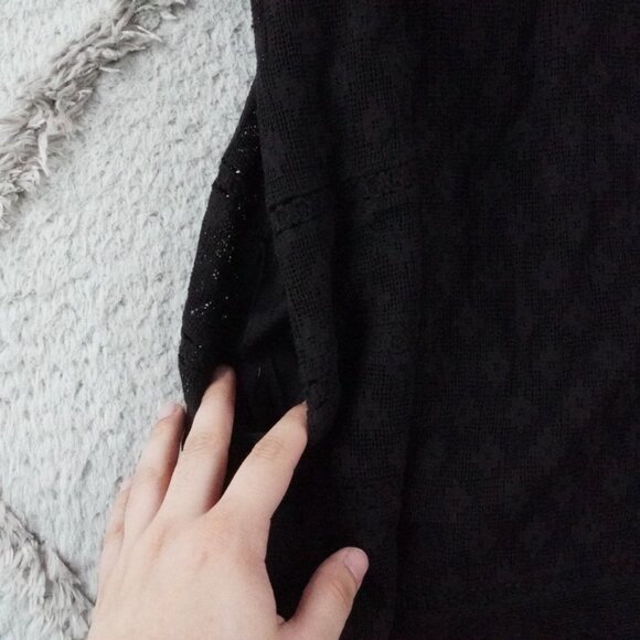 Zara Strappy Embroidered Mini Dress Womens Small Black Floral Black W/ Pockets - Picture 5 of 13